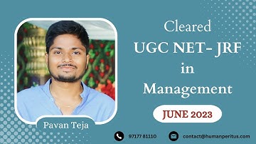 Pavan Teja - Preparation Strategy- UGC NET - JRF in Management - Toppers talk with Human Peritus