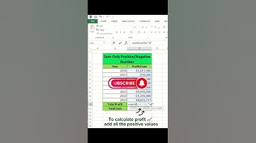 Excel Tips: Summing Only Positive/Negative Numbers for Profit📈/Loss📉 #excel #excelshortcuts