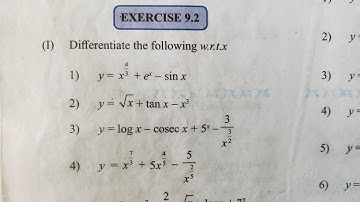 Differentiation Exercise 9.2 Part 1 Class 11 Maths 2 Maharashtra board New syllabus by CHETAN sir