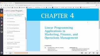 Ch4 Advanced LP applications –Marketing, Financial, Operations, Blending, Crashing and Pr5