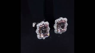 4.64 Carat Natural Morganite &amp; Diamond Vintage Exquisite Lace Style Earrings in 14k White Gold