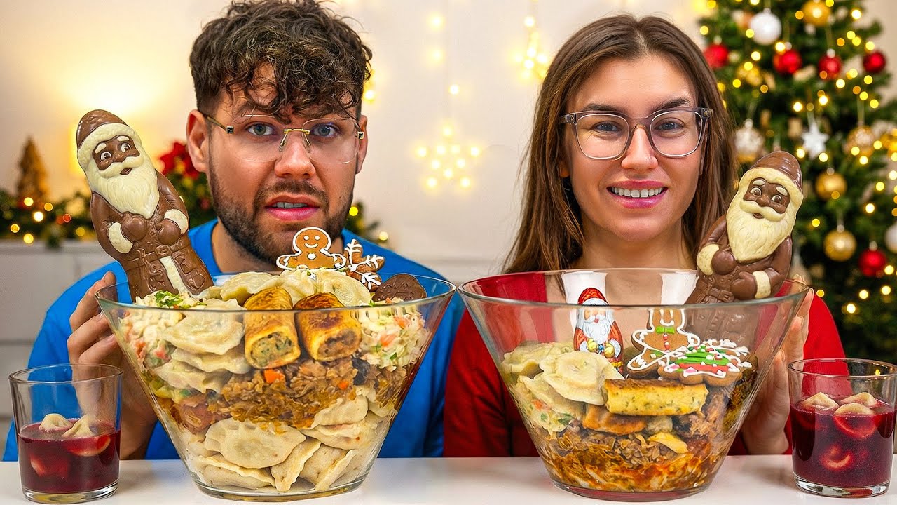 KTO SZYBCIEJ ZJE MISKE XXL ŚWIĄTECZNEGO JEDZENIA WYGRYWA $$$!