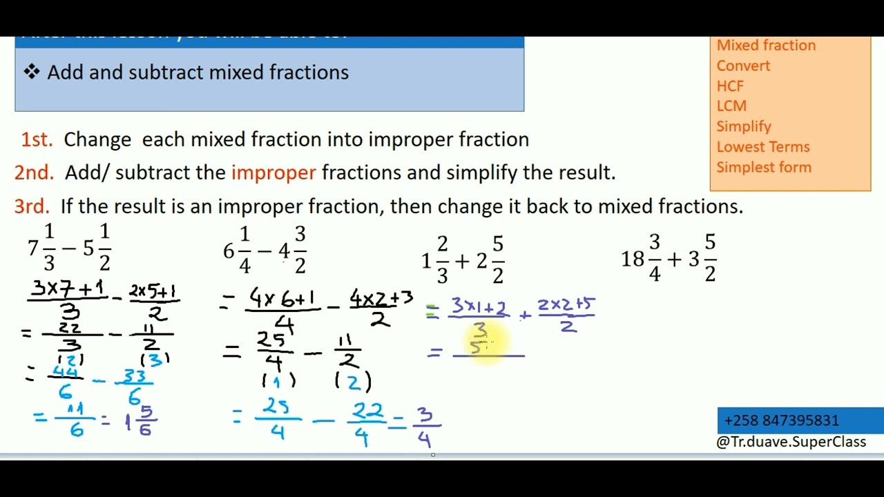 Add and subtract mixed numbers - YouTube