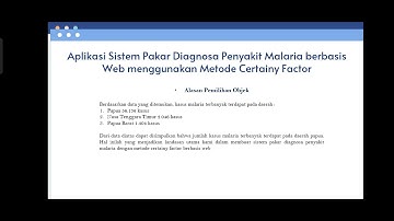 Aplikasi sistem pakar diagnosa penyakit malaria berbasis web menggunakan metode certainty factor
