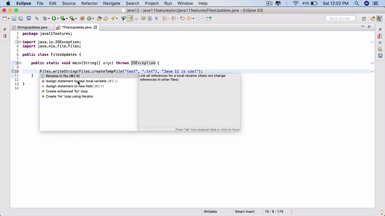 Java 11 Features - Updates to Files - YouTube