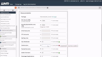 Web Host Manager - Modify an Account