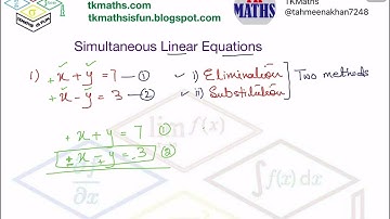 TKMaths Year 9  Simultaneous linear equation video 1
