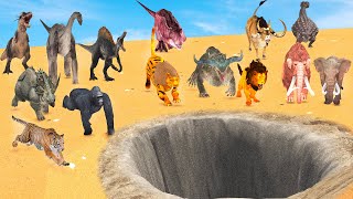 Animals VS Dinosaurs  Jump Over Hole | Animal Pro Battle Simulator