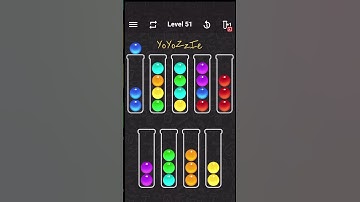 Ball Sort Color Water Puzzle Level 51 Walkthrough 🧪🔵🟡🟢, #shorts