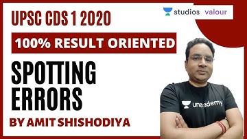 L2: Spotting Errors (Part-1) | CDS 1 2020 English Marks Booster | CDS 2020 Strategy