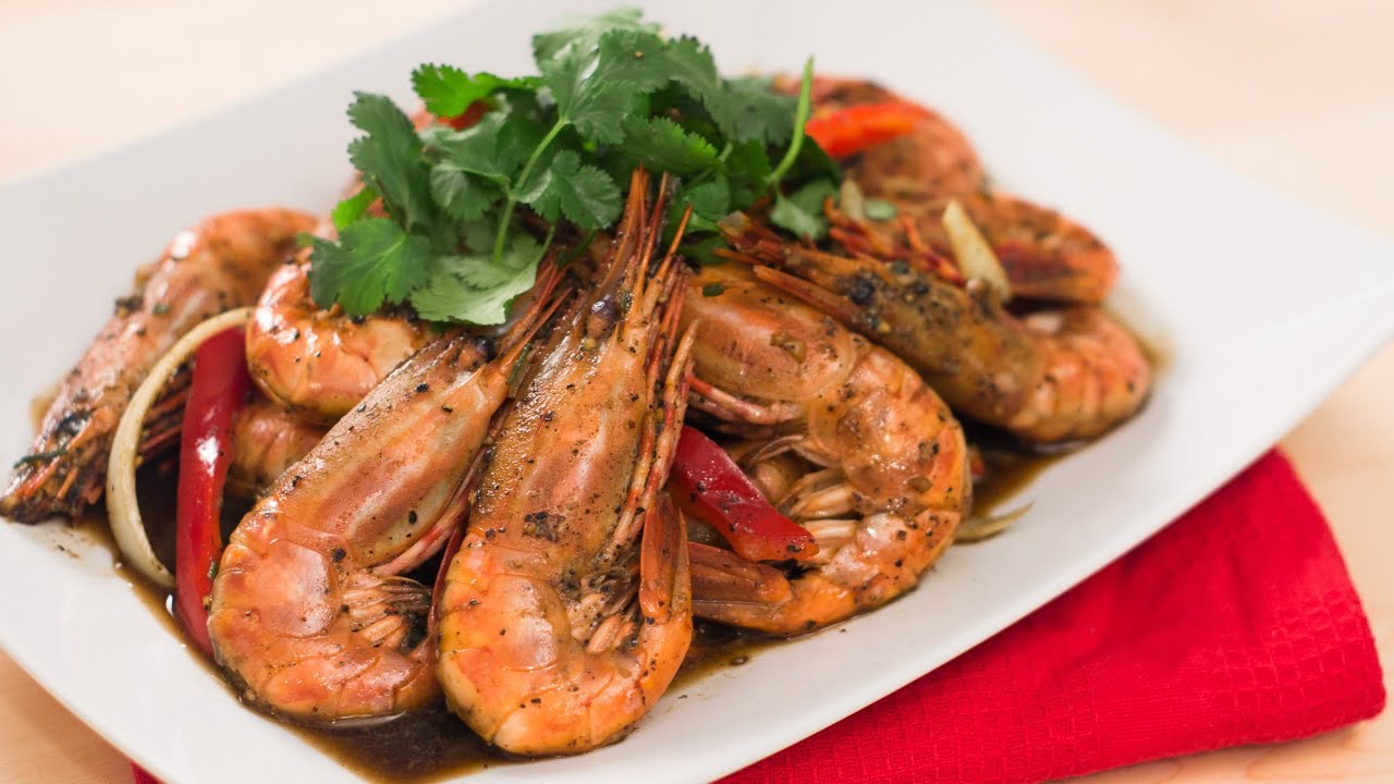 Black Pepper Prawns Recipe Video Hot Thai Kitchen
