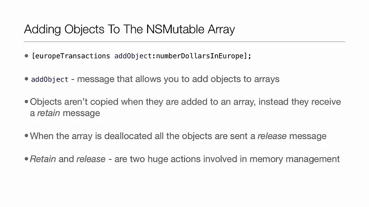 Objective-C Tutorial - Lesson 23: Part 1: Array Objects & the NSMutable Array