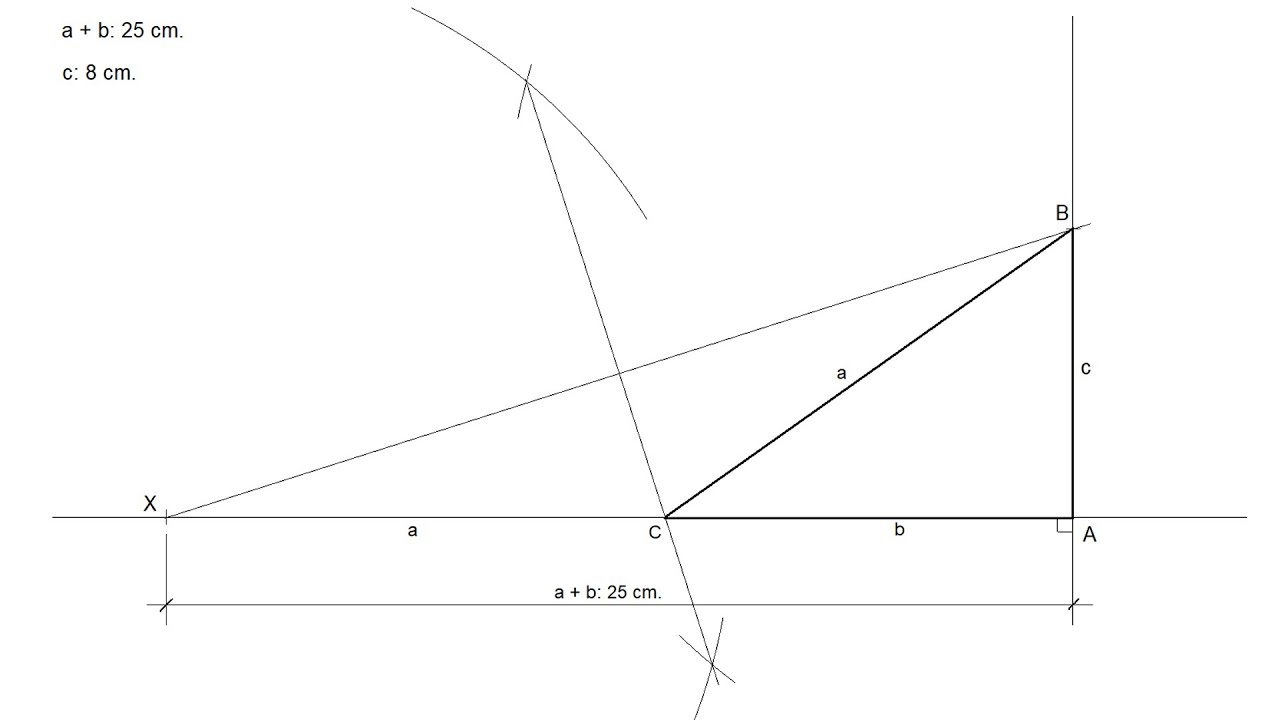 Triángulo rectángulo dado un cateto y la suma de la hipotenusa y el otro cateto