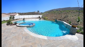 San Diego Pools - Freeform Pool and a Raised Spa , Cascades and Beach Entry