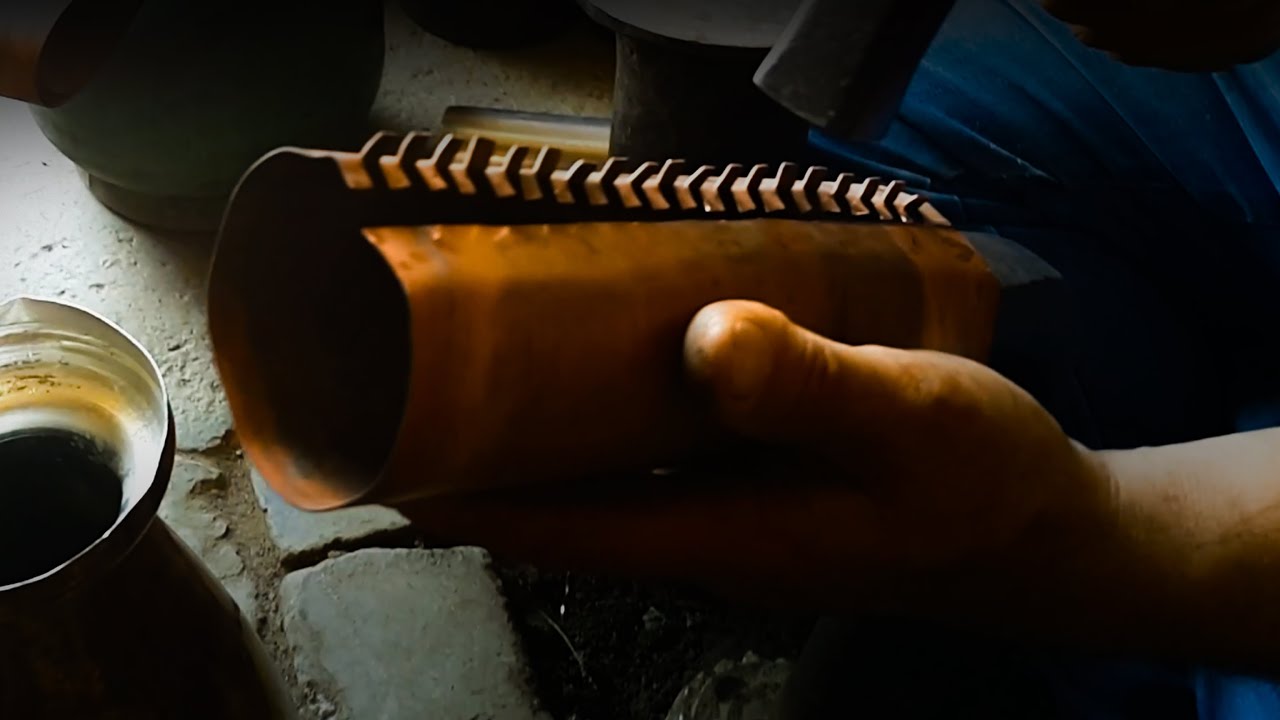 Making a part of a copper samovar 