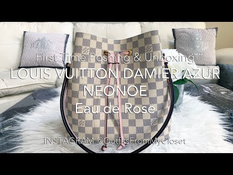 Louis Vuitton Damier Azur Neonoe Eau de Rose: First Time Poshmark Unboxing Authenticating Bag ...
