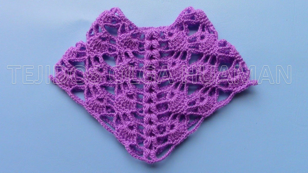 muestra a crochet para tejer poncho calado en punto araÑitas paso a