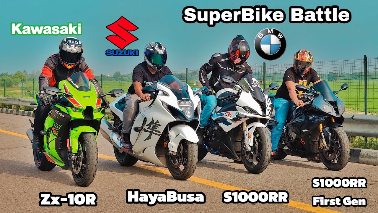 Zx-10R Vs HayaBusa Vs S1000RR Vs S1000RR(First Gen) | SuperBike Battle 🚀