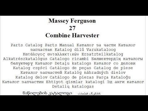 Massey Ferguson 27 Combine Harvester - Parts Catalog