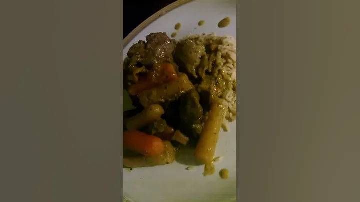Stewed Curry lamb, carrots and rice