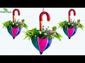 Umbrella Shape Hanging Cement Flower Pot Making at Home | Hanging Cement Tree Pot//GREEN PLANTS