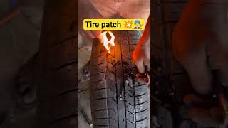 Tubeless Tire Patch in Seconds ⚡ Horizontal Fix Only Hand Work 💪#shorts#tirerepair#diy