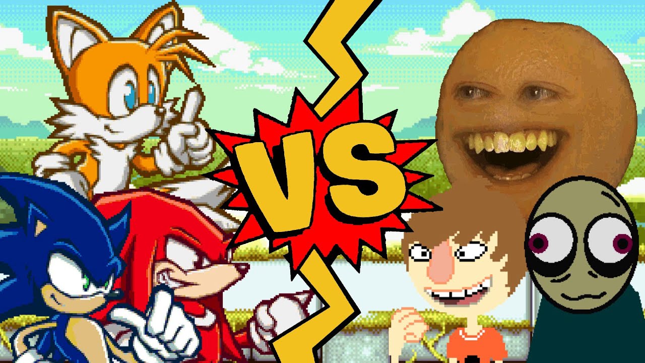 M.U.G.E.N Battles | Sonic/Tails/Knuckles vs Annoying Orange/Fred Figglehorn/Salad Fingers