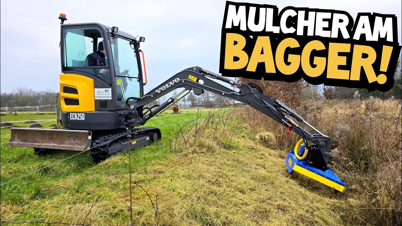 STRÄUCHER WEG IN SEKUNDEN! | GRABEN MULCHEN mit BAGGER! | VOLVO ECR 25D mit Slanetrac FH-80 Mulcher