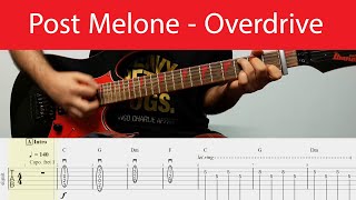 Post Melone - Overdrive Guitar Chords And Melody With Tabs