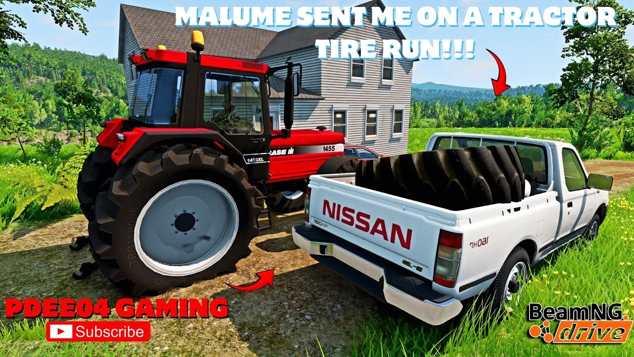 Tractor Tire Burst! 🚜 Helping Malume with NP300 Pickup | BeamNG Drive | 
