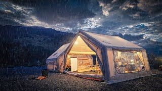 Кемпинг в сильный дождь ☔️ ㅣОдиночный кемпинг в густой туман и естественный дождь