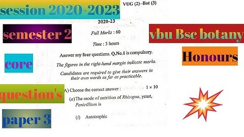 Vbu Bsc botany honours core questions paper 3 semester 2, session 2020-2023