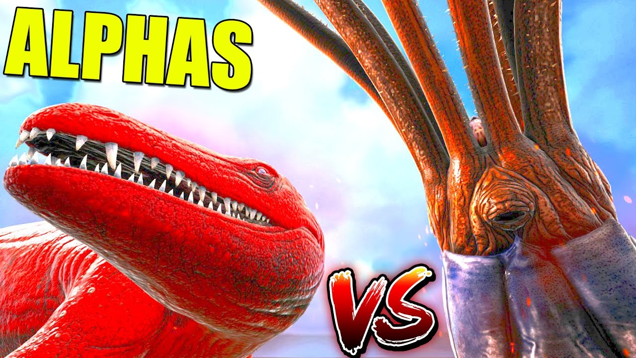 KRAKEN ALPHA vs MOSASAURUS ALPHA !!! Ark survival evolved dino batallas ...