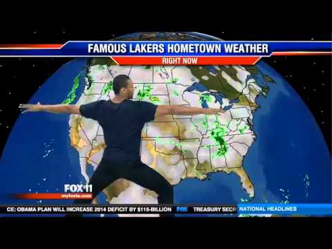 Lakers Metta World Peace Turns Meteorologist on FOX 11 W/ Pablo Pereira