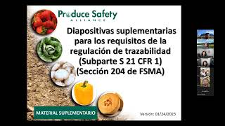 Reunión # 11: Regulación de trazabilidad de FSMA: Diapositivas suplementarias