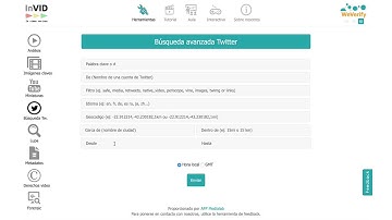 Búsqueda avanzada Twitter plugin InVID WeVerify