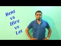 Rent vs hire vs let
