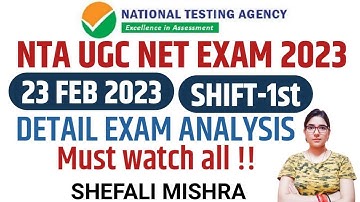 UGC NET 2023 Detailed Paper Analysis 23rd Feb Shift-1 by Shefali Mishra