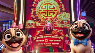 MONEY BALL BONUS INSIDE THE 12 FREE GAMES! Money Gong Emperor Slot Machine | Gambling Pugs
