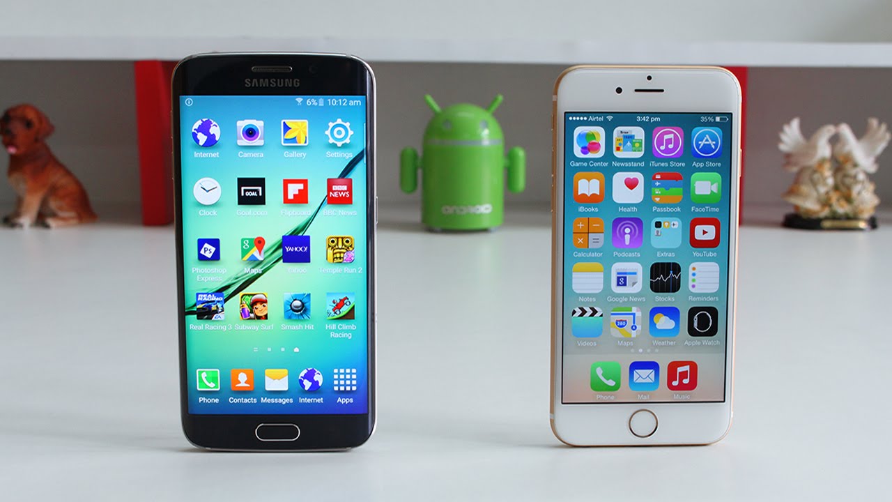 Galaxy S6 или iPhone 6 быстрее открывает приложения? Фото.