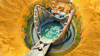 Build Swimming Pool Water Slide In Underground Crocodile Mouth Around Secret Underground House