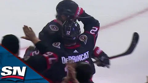 Senators' Alex DeBrincat Corrals Sauce Pass From D...