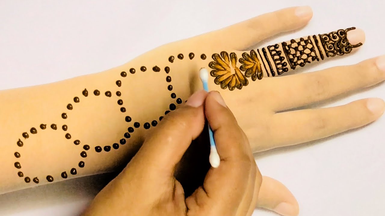 Easy Simple Mehndi Design Back Hand | New Cotton Bud Mehndi Design ...