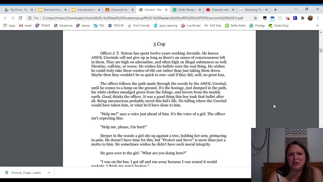Unwind Chapter 4: Connor, Chapter 5: Cop, Chapter 6: Lev - YouTube