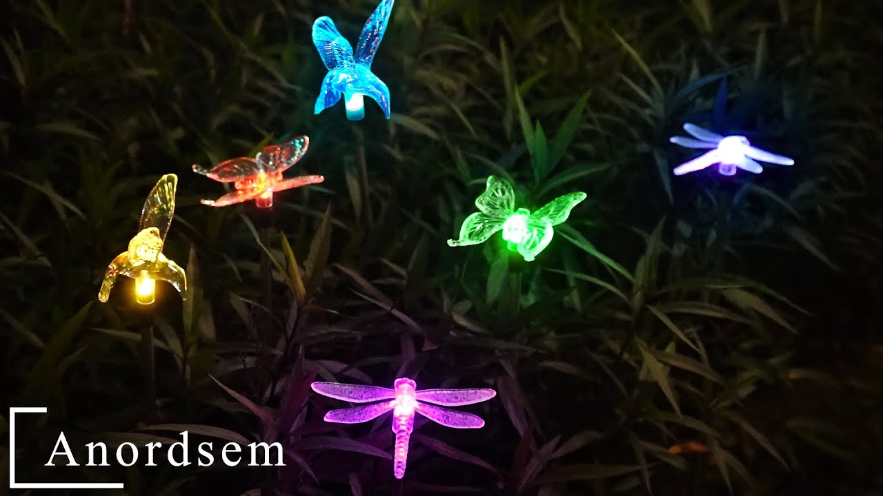 Color Changing Solar Garden Lights, LED Dragonfly, Butterfly & Hummingbird Garden Stake Lights