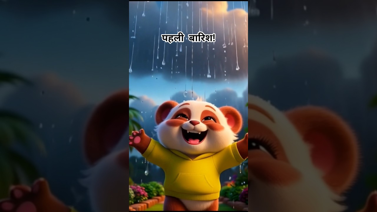 Pinku Panda Barish Me Maje | Funny Hindi Kids Cartoon | Rain Fun Story