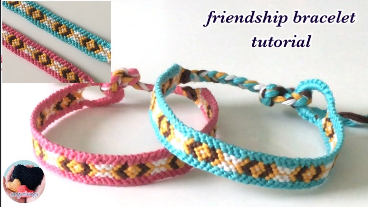 ひし形ミサンガの編み方 How To Make Friendship Bracelet Arrow Diamond Pattern Youtube
