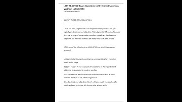 LSAT PRACTICE Exam Questions with Correct Solutions Verified Latest 2023