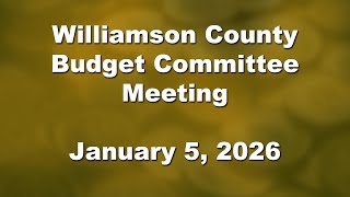 Budget Committee Meeting - January 5, 2026