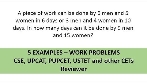 5 item Work Problems - CSE, UPCAT and other CETs Reviewer